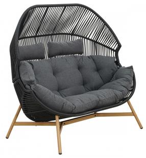 Lauko krėslas Mirpol Holand Double, juoda sp./medžio sp./ruda sp., 142 cm x 100 cm x 146 cm