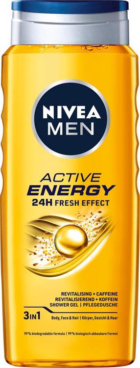 Kūno prausimosi želė Nivea Active Energy, 500 ml
