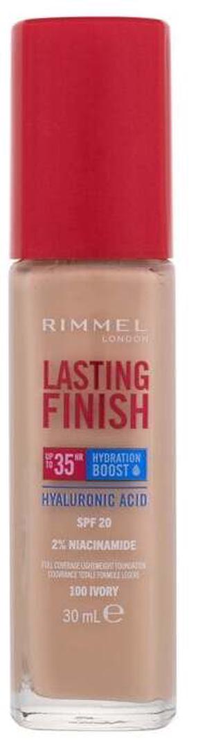 Šķidrā grima bāze Rimmel London Lasting Finish 35H, SPF 20, ziloņkaula krās., 100, 30.0 ml