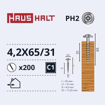Savisriegis Haushalt DIN 14566, 4.2 mm x 65 mm, 200 vnt.