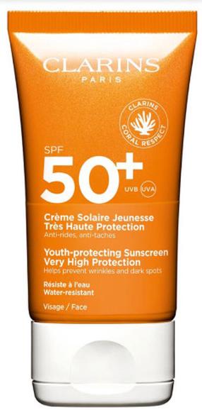 Крем для ухода за загаром для лица Clarins Sun Care Youth Protecting SPF50+, 50 мл