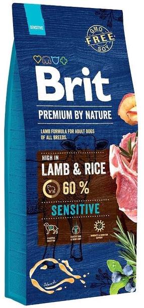 Sausas šunų maistas Brit Premium By Nature Sensitive, ėriena/ryžiai, 15 kg
