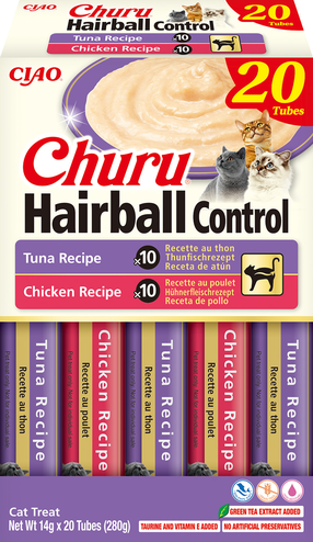 Skanėstas katėms Inaba Churu Hairball Control, vištiena/tunas, 0.014 kg, 20 vnt.
