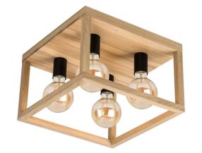 Šviestuvas lubų Spot-Light Kago, E27, 4 x 60 W, juoda sp. / medienos sp.