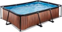 Baseinas, karkasinis EXIT Toys Wood 267264, mėlyna sp./ruda sp. 220 cm x 150 cm x 65 cm