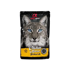 Mitrā kaķu barība Alpha Spirit Mousse Sterilised, vistas gaļa, 0.085 kg