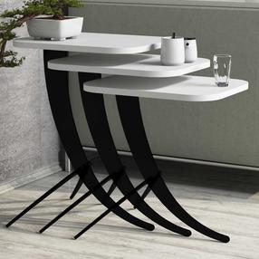 Kavos staliukas Kalune Design Pion, balta sp./juoda sp., 60 cm x 35 cm x 45 cm