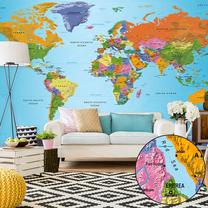 Fototapetas Artgeist World Map: Colourful Geography Ii, 280 cm x 500 cm