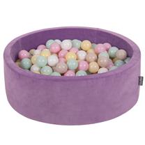 Baseinas su kamuoliukais KiddyMoon Velvet Ball Pool Round 300 Balls, 90 cm x 90 cm, 300 vnt, ruda sp./balta sp.