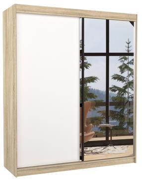 Skapis ADRK Viki 180, brūna krās./balta krās./brūngans krās., 58 cm x 180 cm x 215 cm, ar spoguli