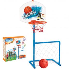 Basketbola tīkla un futbola vārtu komplekts + bumba Woopie 2in1