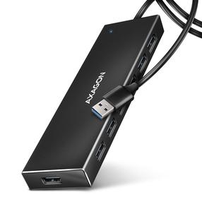 USB jaotur Axagon USB - 7 x USB 3.2 Gen 1 HUE-F7A USB, 7 x USB, 1 m, must v.