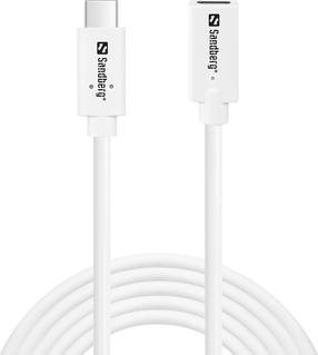 Kaabel Sandberg 136-55, USB-C male/USB-C female, 200 cm, valge v., 1000 W