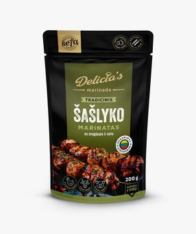 Sausas marinatas Delicia's tradicinis šašlykų su svogūnais ir actu, 200 g