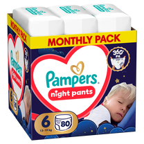 Sauskelnės nakčiai Pampers Night, 6 dydis, 13 - 19 kg, 80 vnt.