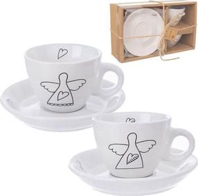 Puodelis su lėkštute Orion Angel, balta sp., 0.090 l