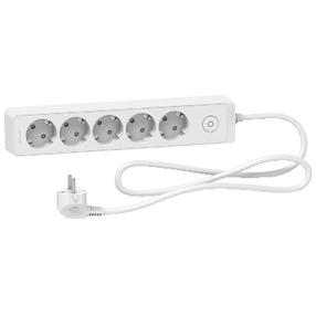 Pikendusjuhe Schneider Electric, 3 x 1 mm², 1.5 m, IP20, 5 pesa, lülitiga, valge v.