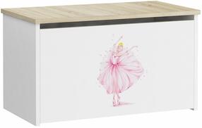 Žaislų dėžė, daiktų saugojimo ADRK Daria Ballerina, balta sp./rožinė sp., 40 x 73 x 42 cm