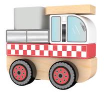 Lavinimo žaislas Trefl Wooden Car Fire Truck, 13 cm, įvairių spalvų