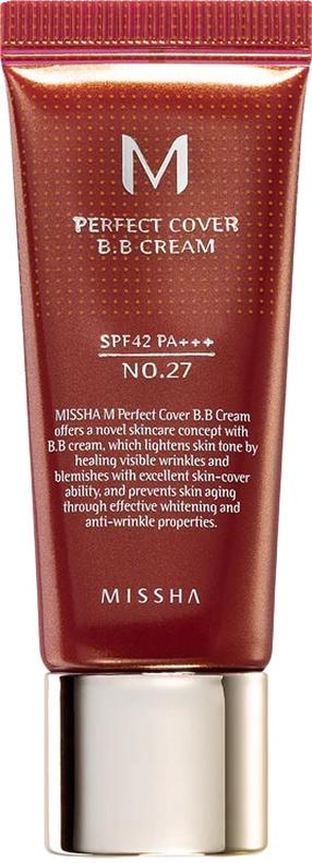 BB krēms Missha M Perfect Cover, SPF 42, honey beige krās., 27, 20 ml