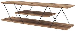 TV staliukas Kalune Design Canaz, juoda sp./riešuto sp., 60 - 120 cm x 30 cm x 14 - 33 cm
