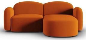 Kampinė sofa Micadoni Home Blair Velvet, oranžinė sp., dešininė, 194 x 155 cm x 80 cm