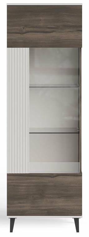 Spintelė - vitrina Random, ruda/balta/juoda, 40 cm x 60 cm x 182 cm