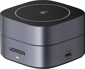Bezvadu induktīvā lādētājs Ugreen W526 3-in-1, USB Type C/Qi/MagSafe, 6 cm, melna krās., 20 W