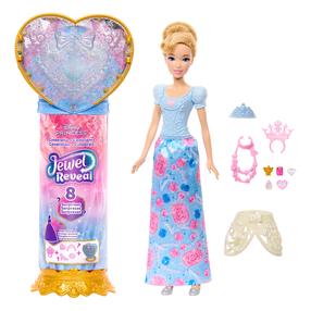 Lėlė su priedais Mattel Disney Princess Jewel Reveal Cinderella JHL50, 29 cm, žydra sp.