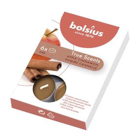Свеча, ароматическая/чайная свеча/свеча-таблетка Bolsius True Scents Apple Cinnamon, 4 час, 6 шт., коричневый цв.