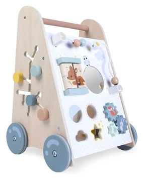 Детский толкатель - ходунки EcoToys Wooden, белый цв./голубой цв.