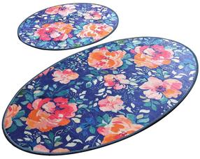 Комплект ковриков для ванны Foutastic Flowers, синий цв./красный цв./розовый цв., 100 см x 60 см