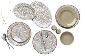 Pusdienu servīze Hermia 58YMT000725, porcelāna, brūngans krās., 29 gab.