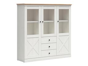Vitrina Frija, balta sp./artisan oak sp., 153 cm x 43 cm x 153 cm