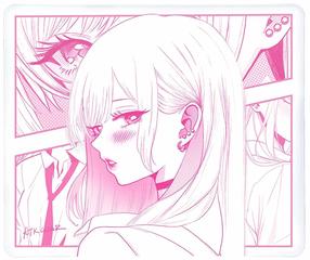 Pelės kilimėlis ATK Anime Reverie, 49 cm x 42 cm x 0.4 cm, balta sp./rožinė sp.