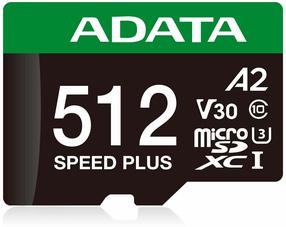 Карта памяти Adata Speed Plus UD512GUI3V30A2SP-RA1, 512 GB, 180 Мб/с - 160 Мб/с