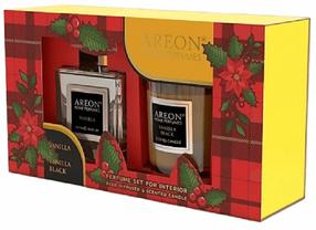 Rinkinys, namų kvapas ir žvakė Areon Black Vanilla, 150 ml