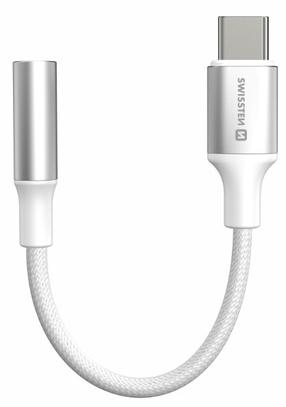Adapteris Swissten, 3.5 mm Audio/USB Type-C, balta sp.
