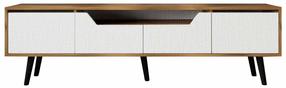 Televizoriaus spintelė Kalune Design Roma, balta sp./riešuto sp., 29.8 cm x 180 cm x 48 cm
