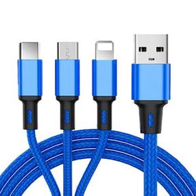 iLike CCI02 Pintinis virvės ilgas USB 3in1 laidas rinkinys USB į Mikro USB / Šviesos / Tipo-C 1m mėlyna