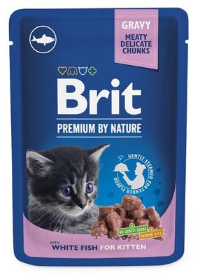 Šlapias kačių maistas Brit Premium By Nature Kitten White Fish, žuvis, 0.1 kg