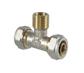 Užveržiamas trišakis TDM Brass 1060, 90 °, 18mm x 1/2", žalvaris/nikelis