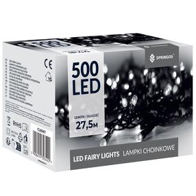 Lempučių girlianda Springos, 27.5 m, šaltai balta sp., 500 LED, Balta sp.
