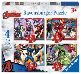 Puzle 4in1 Ravensburger Earth's Mightiest Heroes 06942, 19 cm x 14 cm, 72 gab., daudzkrāsaina