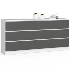 Komoda Akord K160, balta sp./pilka sp., 77 cm x 160 cm x 40 cm