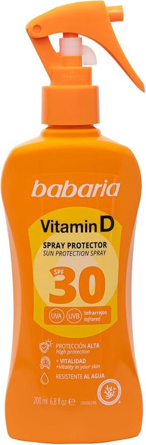 Päevituse hooldussprei keha jaoks Babaria Vitamin D SPF30, 200 ml