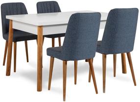 Valgomojo komplektas Kalune Design Costa 1048 - 1 AB, balta sp./pušies sp./tamsiai mėlyna sp.