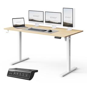 Kompiuterio stalas reguliuojamo aukščio SENSE7 Nojo Light, 140 cm x 70 cm, 72 - 118 cm, balta sp./šviesiai ruda sp.
