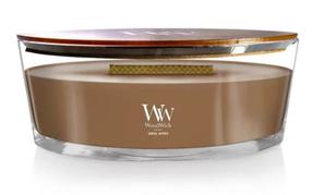 Svece, aromātiskā WoodWick Ellipse Santal Myrrh, 60 - 100 h, 453.6 g, brūna krās.