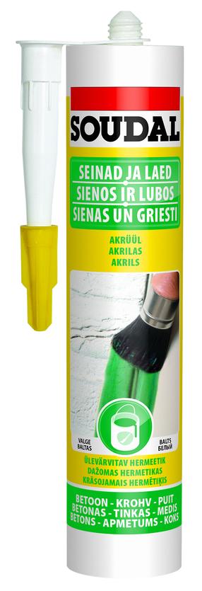 Hermētiķis Soudal, 0.28 l, balta krās.
